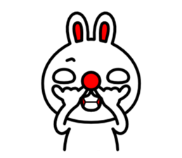 Red nose and one eyebrow rabbit 2 sticker #1025254