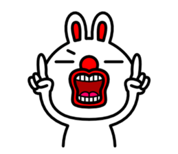 Red nose and one eyebrow rabbit 2 sticker #1025261