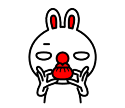 Red nose and one eyebrow rabbit 2 sticker #1025271