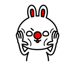 Red nose and one eyebrow rabbit 2 sticker #1025273