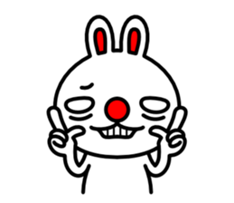 Red nose and one eyebrow rabbit 2 sticker #1025281