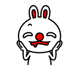 Red nose and one eyebrow rabbit 2 sticker #1025285
