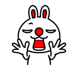 Red nose and one eyebrow rabbit 2 sticker #1025286