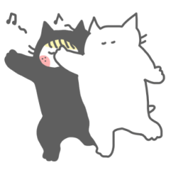 Strange Sticker of cat black and white2