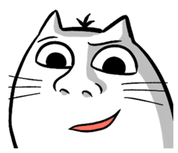 Expressive round cat sticker #1091077