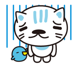 A cat and the cheerful bird which drop sticker #1100786