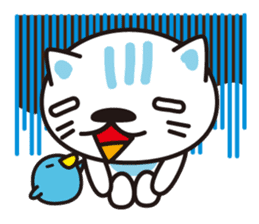 A cat and the cheerful bird which drop sticker #1100788