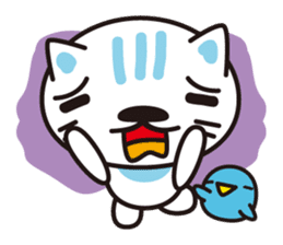 A cat and the cheerful bird which drop sticker #1100792