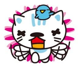 A cat and the cheerful bird which drop sticker #1100793