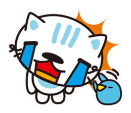 A cat and the cheerful bird which drop sticker #1100794