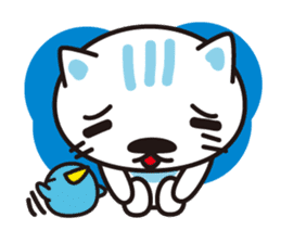 A cat and the cheerful bird which drop sticker #1100795