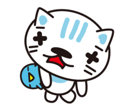 A cat and the cheerful bird which drop sticker #1100807