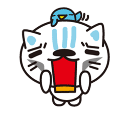 A cat and the cheerful bird which drop sticker #1100808