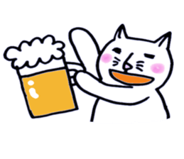 Everyday white cat Nyanta sticker #1123420