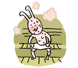 The rabbits on a hot spring. sticker #1128796