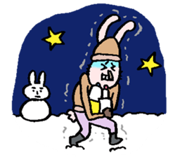 The rabbits on a hot spring. sticker #1128814