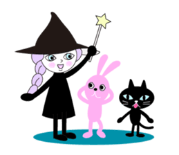 Sticker of cute witch & happy companion2 sticker #1144362
