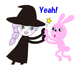 Sticker of cute witch & happy companion2 sticker #1144380