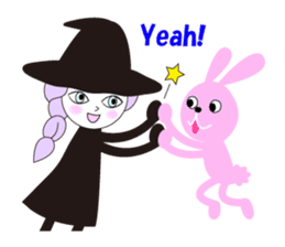 Sticker of cute witch & happy companion2 sticker #1144380