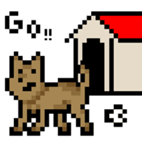 Pixel dog Leo sticker #1150306