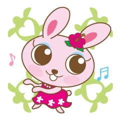 Rabbit which dances hula   "nani"
