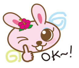 Rabbit which dances hula   "nani" sticker #1175551