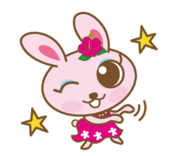 Rabbit which dances hula   "nani" sticker #1175573