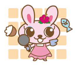 Rabbit which dances hula   "nani" sticker #1175576
