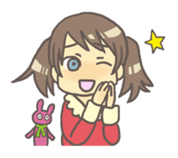 Girl & stuffed rabbit sticker #1182947