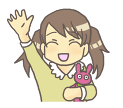 Girl & stuffed rabbit sticker #1182948