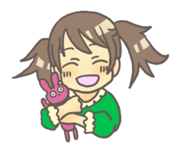 Girl & stuffed rabbit sticker #1182950