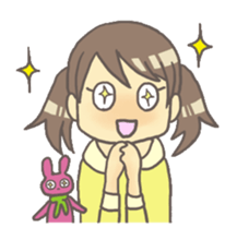 Girl & stuffed rabbit sticker #1182951