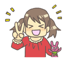 Girl & stuffed rabbit sticker #1182954