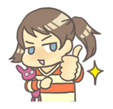 Girl & stuffed rabbit sticker #1182956