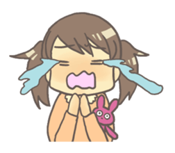 Girl & stuffed rabbit sticker #1182959