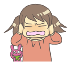 Girl & stuffed rabbit sticker #1182962