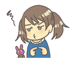 Girl & stuffed rabbit sticker #1182963