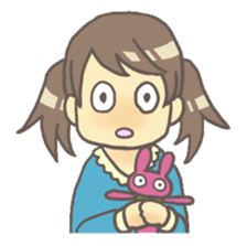 Girl & stuffed rabbit sticker #1182965