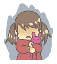 Girl & stuffed rabbit sticker #1182966