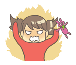 Girl & stuffed rabbit sticker #1182967