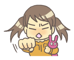 Girl & stuffed rabbit sticker #1182968