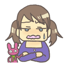 Girl & stuffed rabbit sticker #1182972