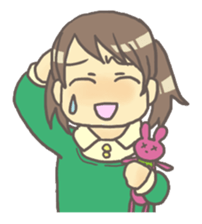 Girl & stuffed rabbit sticker #1182973