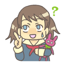 Girl & stuffed rabbit sticker #1182974