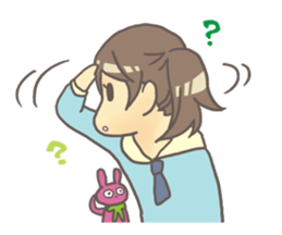 Girl & stuffed rabbit sticker #1182975