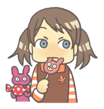 Girl & stuffed rabbit sticker #1182979