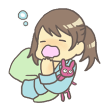 Girl & stuffed rabbit sticker #1182980