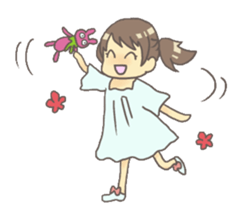 Girl & stuffed rabbit sticker #1182982