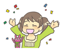 Girl & stuffed rabbit sticker #1182984