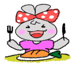 Ribbon rabbit sticker #1191128